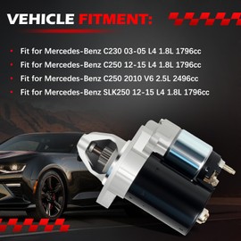 Autodevil Starter 17920 1.8L Fit for C230 2003-2005 for C250 SLK250 2012-2015 Engine Part Start Motor 12V 1.4KW Teeth:9 Replace 1107406 38493 244-6943