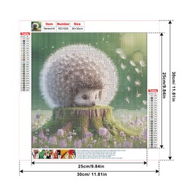 GLIDIAM Diamond Painting Igel Pusteblume Löwenzahn, Diamant Malerei Bilder Tiere, 30x30cm DIY Full Drill Basteln Erwachsene, Mosaik Stickerei Kreuzstich Geschenk für Wanddeko Wohnzimmer Schlafzimmer