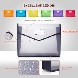 Carpetas de plástico para archivos, organizador de archivos expandible, transparente, portátil, gran capacidad, tamaño A4B4, para oficina, escuela de 