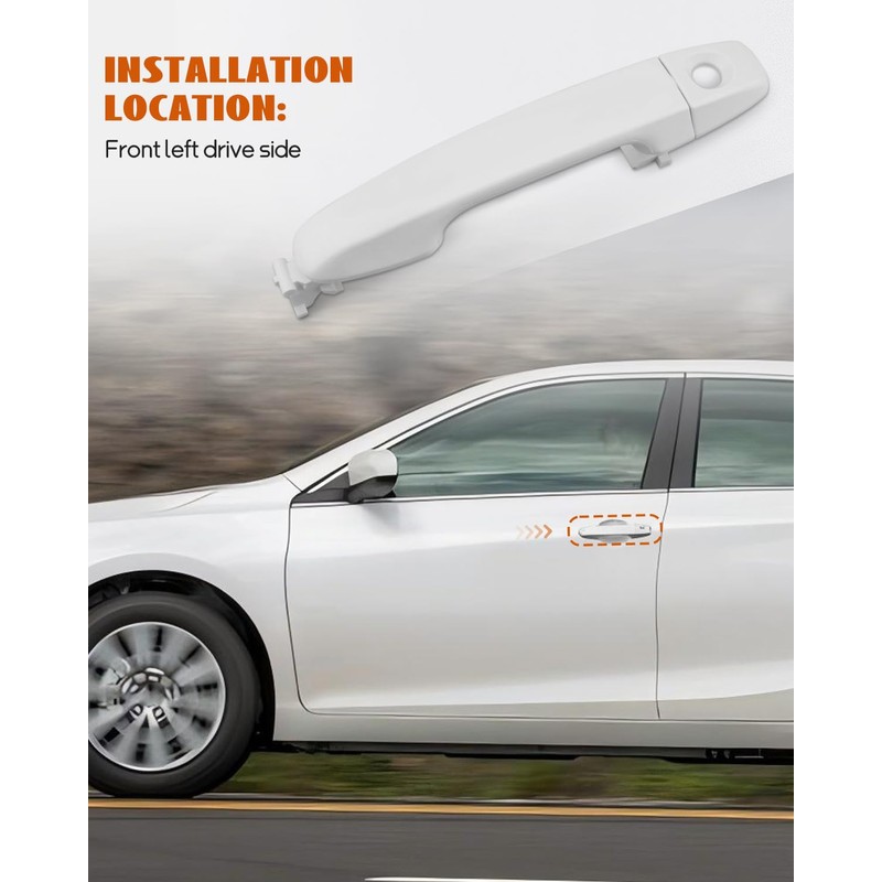 Vudajuley Exterior Door Handle White Front Left Drive Side Fit