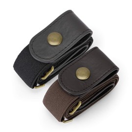 JasGood 2 Pack Buckle Free Elastic Belt for Men or Women No Buckle No Bulge Invisible Belt -
