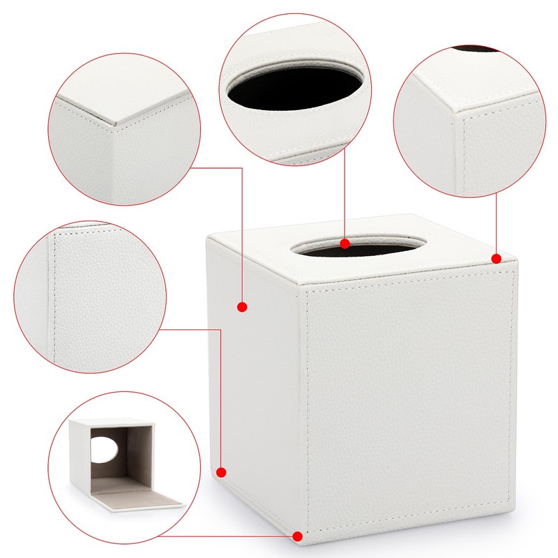 BTSKY PU Leather Cube Tissue Holder Box - Household/Office Square