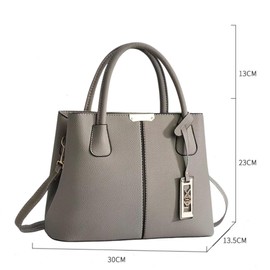 Women's PU Leather Handbag Stylish Tote Shoulder Bag with Crossbody Strap Elegant Spacious Purse for Work & Everyday Use (Gray)