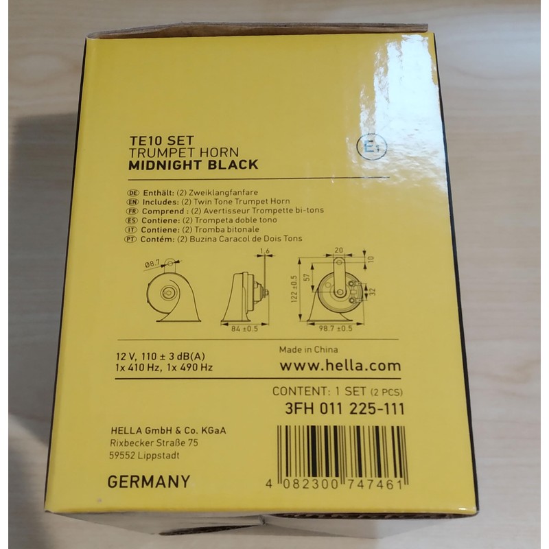[Germany HELLA/Heller Corporation] Midnight Black Twin Tone Horn Set 3FH