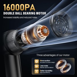 Svoko Handheld Car Vacuum Cleaner, 16000PA Car Vacuum Portable Cordless,4 in 1 Air Duster and Vacuum Cleaner with LED Light，Dual Filters, High Power Handheld Used for Home, Pet, Office