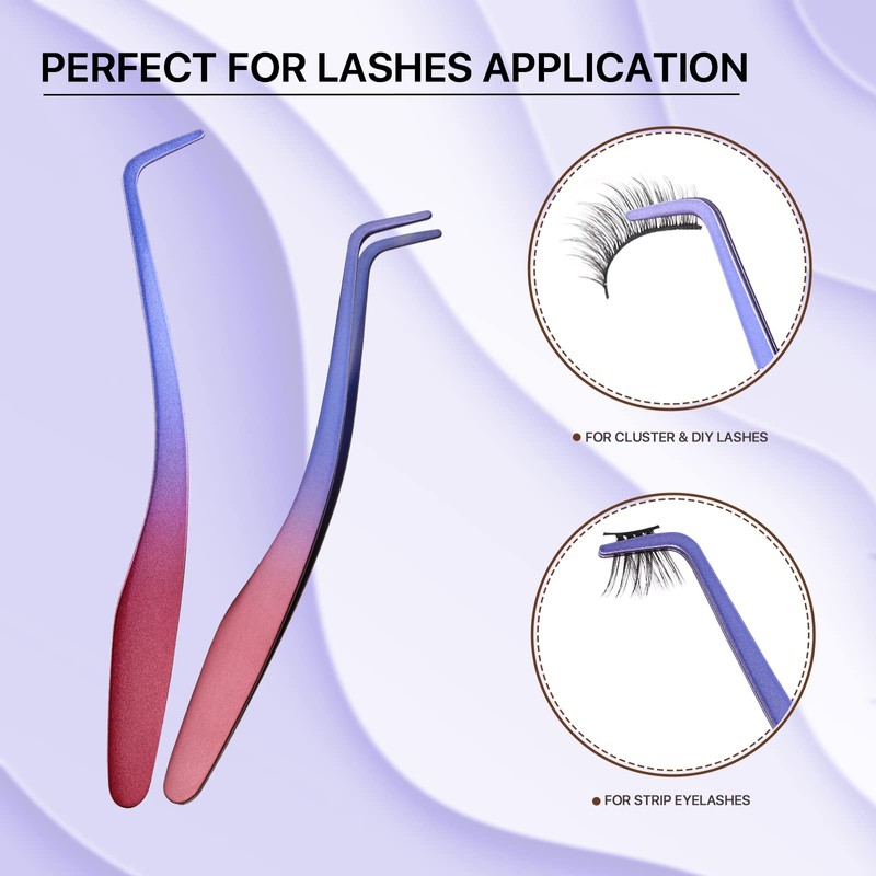 Miuffue Lash Applicator Tool DIY Eyelash Applicator Stainless Steel Curved