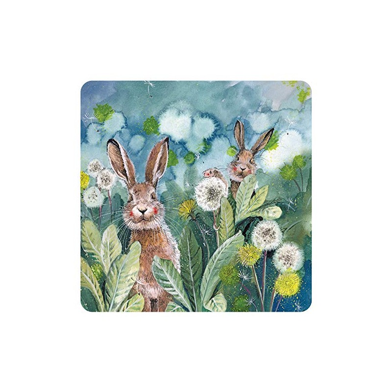 ALEX CLARK Ears Up Little Rabbit Coaster (single) - Watercolour