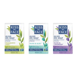 Kiss My Face Soap Variety Pack (8oz- Pure Olive Oil, 8oz- Olive & Lavender, 8oz- Olive & Aloe)