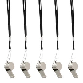 Silbato de Acero Inoxidable (Paquete de 5) Silbato de Sonido Fuerte Ideal para Entrenadores Fuerte y Duradero para Árbitros, Entrenadores, Salvavidas, Deportes de Equipo