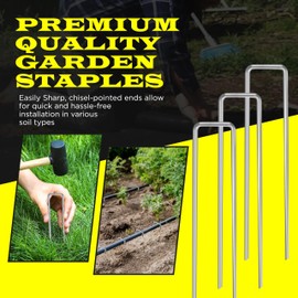 Simba Steel 75 Pack x 4 Inch Landscape Staples Galvanised, Fabric Pins, 11 Gauge, Garden Staples, Tent Stakes, Fabric Pins for Lawn, Fence, Tent, Decoration, Weed Barrier, Outdoor. (75 x 4in)
