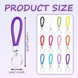 SYEYCW 12 Pcs Key Chain Strap, Braided Leather Keychains, Car Apartment Color Keychain, Handmade Braided Strap Keychain, Portable Keychain, for Hang Keys Car Keys, DIY Bag Pendant, 12 Colors