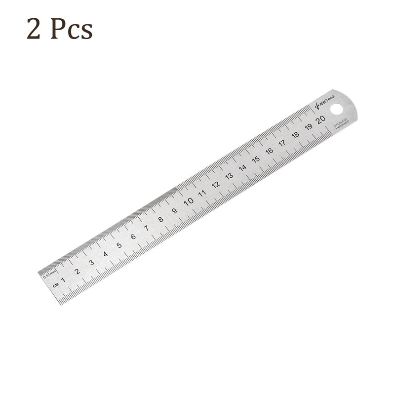 Kozelo 2pcs Stainless Steel Ruler - [8 Inch] Straight Edge