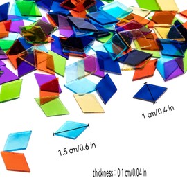 HJRTIUOH 520pcs/100g Diamond Mosaic Tiles, High Transparency Stained Glass Mosaic Tiles, DIY Handmade Lampshade Artwork and Stained Glass Projects, Purple