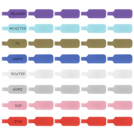 Pack of 40 Cable Labels, Multicoloured Cable Labels, Cable Labelling for Cable Markers, Reusable Velcro Cable Marking Organiser, Writeable Cable Labels for Labelling
