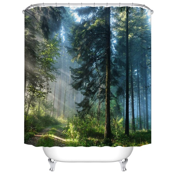 Mildew Resistant Digital Printed Fabric Shower Curtain 72"x72" Waterproof and Mold Proof Shower Curtain(C0915)