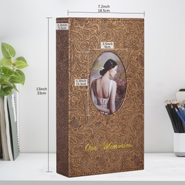 Photo Album for 300 Photos Leather Cover Photo Albums 6x4 with Cover Window Photo Book for Travel Famliy Wedding Guest Book Baby Memory Book（Bronze Yellow）