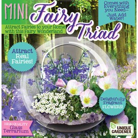Enchant Your Space with Mini Fairy Triad Glass Terrarium Starter Kit by Unique Gardener! Grow Fragrant Flowers & Attract Fairy Plant, Complete Terrarium Supplies Included for a Mini Indoor Garden!