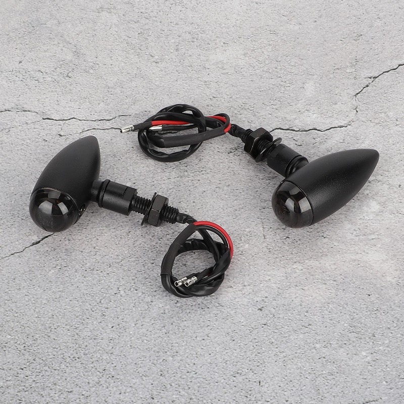 Retro Bullet Motorcycle Taillights Brake Turn Signal Light Indicator Black