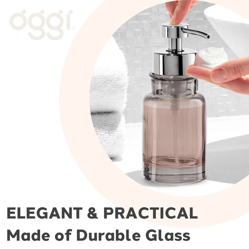 OGGI Glass Foaming Soap Dispenser - 10oz Capacity, Round, Heavy