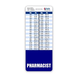 Pharmacist Badge Buddy Vertical w/Height & Weight Conversion Charts (Oversized, Navy)