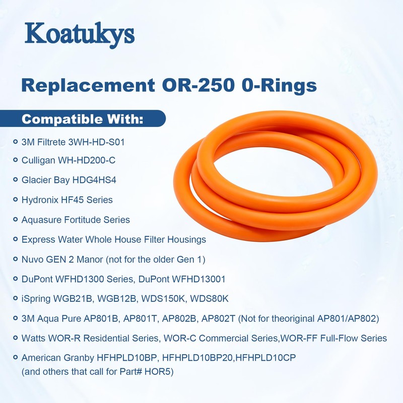 Koatukys 3Pcs OR-250 O-Ring for Culligan Filter Housings