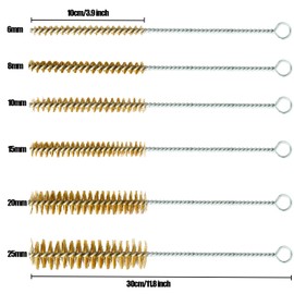 Brass Pipe Cleaning Brush Set of 6 Brass Pipe Brush Set 8-25 mm Brass Wire Brush Set Cleaning Brushes Wire Brush Round for Pipe Pipe Cylinder Cleaning