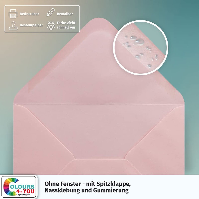 COLOURS-4-YOU Envelopes, DIN C6, Pink, 11.4 x 16.2 cm, 100