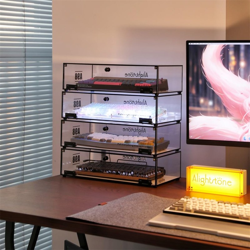 Acrylic Keyboard Storage Display Box, Clear Mechanical Display Rack, Desktop