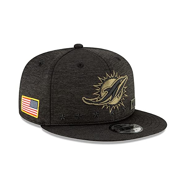 New Era Men's Salute to Service Memorial/Veteran Day 9Fifty Snapback Adjustable Cap Hat (Dolphins) Black