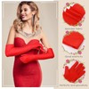 BBTO Long Red Black Evening Gloves 2 Pairs Elastic Elastane