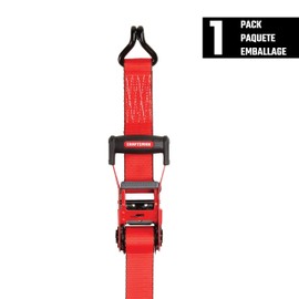 CRAFTSMAN CMXAZBS10000J Black/Red 2" x 27' Ratchet Tie Down Strap with Double J Hook - Heavyweight/Industrial Duty (10,000 lb Break Strength)