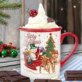 Certified International Santa's Retro Set of 4 Mugs: 5.25" x 3.75" x 4.25" 18 ounces, GREAT for Hot Cocoa by the fireplace, coffee, a latte, or your favorite green tea