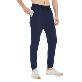 Idtswch 36" Inseam Long Inseam Mens Tall Sweatpants Fleece-Line Extra Long Joggers Pant with Zip Pockets Navy