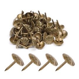 MroMax Upholstery Nails Tacks 0.31" Head Dia Iron Vintage Style Metal Round Thumb Push Pins 0.39" Height for Furniture Decoration Chair Hardware Cork Board Sofa Headboards Bronze Tone 50Pcs