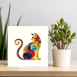 QUILLCRAFT Cute Cat Quilling Card, LOVE Animal Cute Greeting Card, Quilled Card for Love, Anniversary, Wedding, Valentines for Husband, Wife, Couples, Mom, Dad, Parents (Cute Cat)