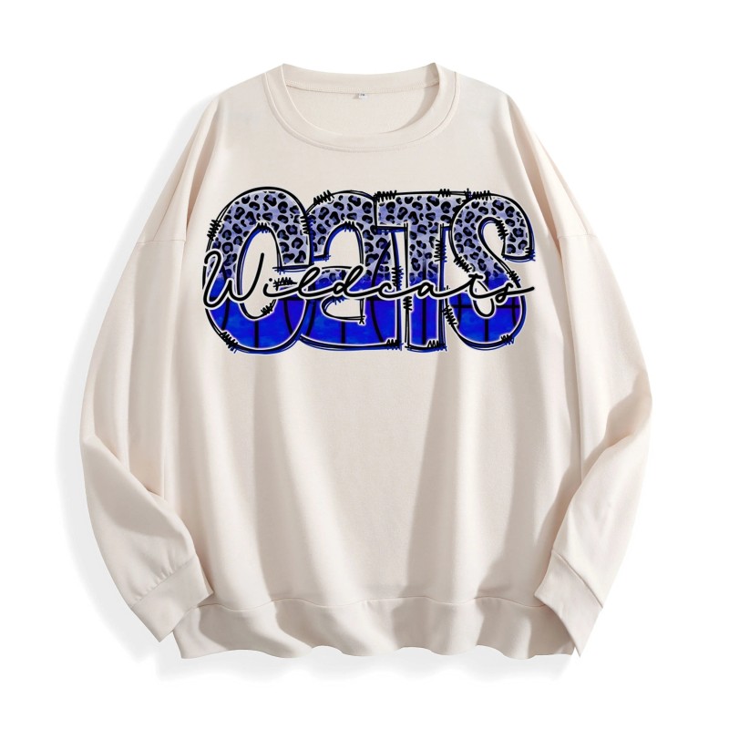 Wildcats Leopard Blue Graphic Crewneck Sweatshirt, US Warehouse, 6 ColorsSize:
