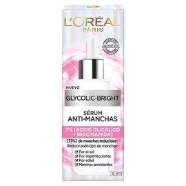L'Oréal Paris Sérum Anti-manchas Glycolic Bright con Ácido Glicólico y Niacinamida todo tipo de manchas, 30ml