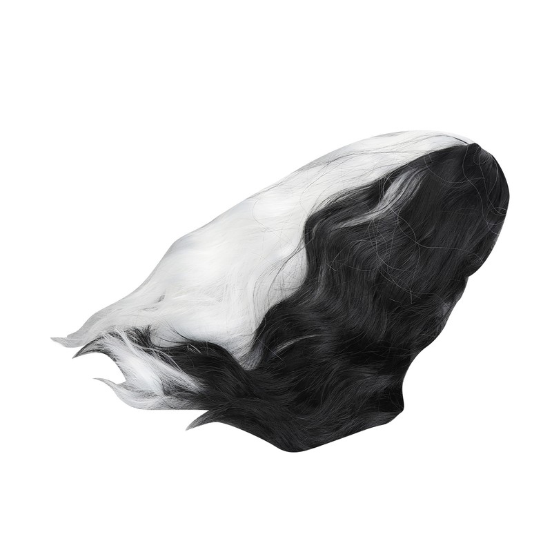 Black and White Short Curly Wig Women Cosplay Party Shoulder