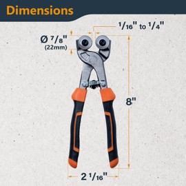 POWERTEC Wheeled Tile Nippers for Glass, Ceramic, Porcelain, and Mosaic - Ergonomic Soft Grip, Heavy Duty 22mm Tungsten Carbide Scoring Wheels Cuts and Trim Tile Up to 1/4” (71901) 1 Pack