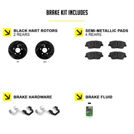 Hart Brakes Rear Brakes and Rotors Kit |Rear Brake Pads| Brake Rotors and Pads| Semi Metallic Brake Pads and Rotors| Hardware Kit - BHC1.54247.43
