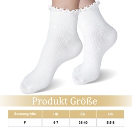 Lvefyti 6 Pairs of Ruffle Socks Women's Cotton Socks Soft Comfortable Breathable Knitted Socks Elegant Princess Socks Ankle Socks for Women Girls Women, Black, white, grey
