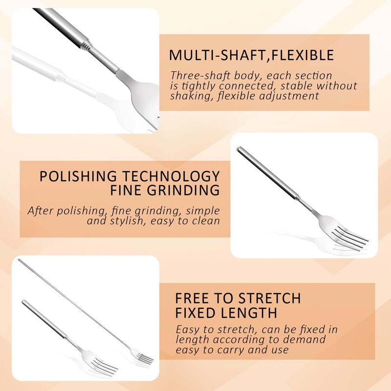 Telescopic Fork Extending Fork 63cm Long Stainless Steel Retractable Fork