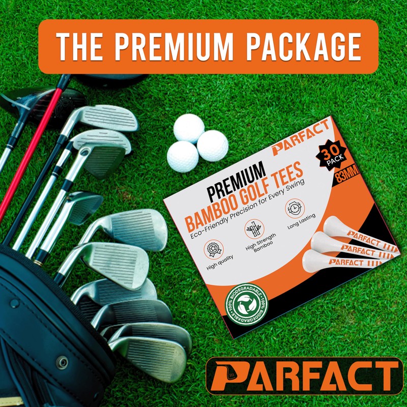 ParFact Golf Tees Wooden | Pack of 30 | Durable