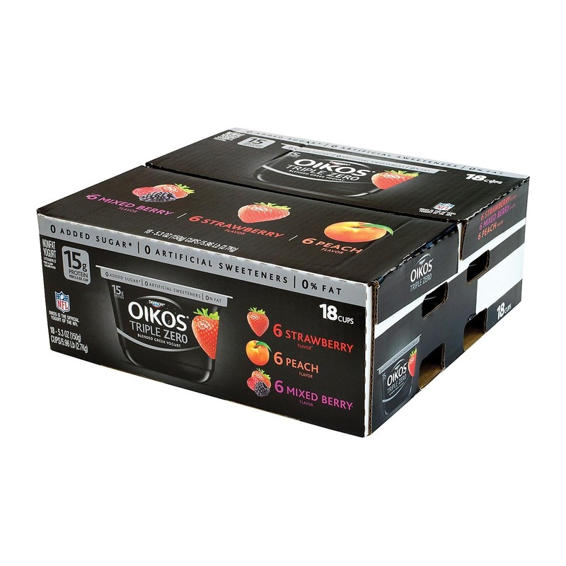 OIKOS Triple Zero Variety Yogurt, 5.3 oz., 18/Pack (01955)