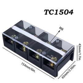DIANQI 150A 660V 1Pc Terminal Block 4 Position Screw Terminal Strip Dual Row with Cover（TC1504 1 Pack）