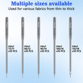 50PCS Universal Sewing Machine Needles - Sizes 75/11 80/12 90/14 100/16 110/18 Heavy Duty Sewing Machine Needle for Thick Fabric Including Leather Embroidery Jeans, Compatible with Home Sewing Machine