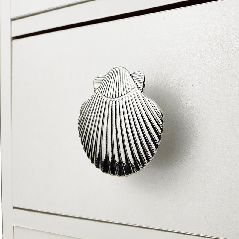 LD-YUNJIA 6 Pcs Seashell Cabinet Knobs,Single Hole Metal Knob for
