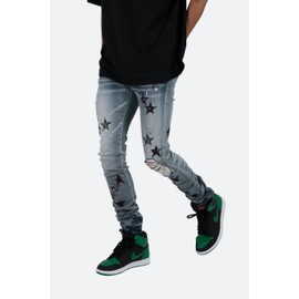 mnml Men's X462 Star Skinny Denim, Blue/Black