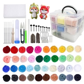 Mayboos Needle Felting Kit,Wool Roving 40 Colors Set,Needle Felting Starter Kit,Wool Felt Tools with Felting Tool Instruction Included for Felted Animal Needle Felting Supplies