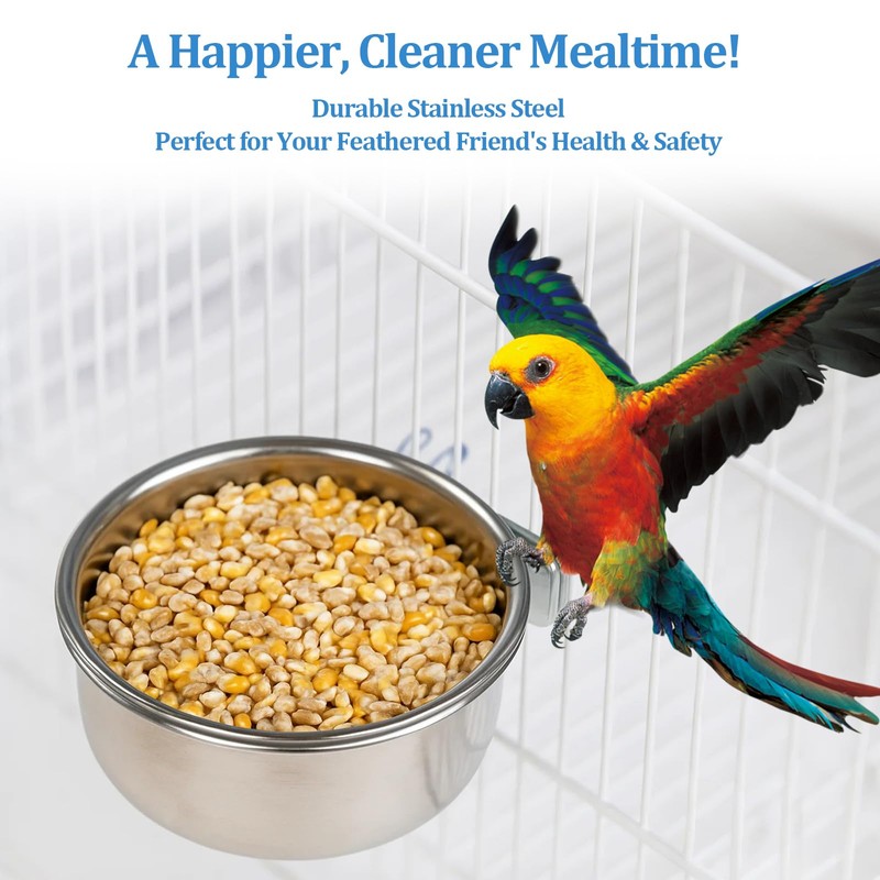 2 Pack Stainless Steel Bird Food Bowl Small Bird Feeding